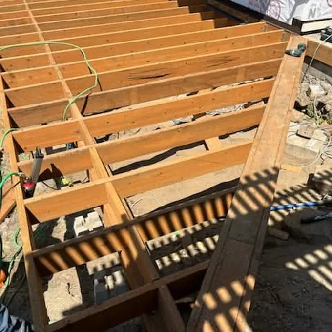 Deck framing in progress