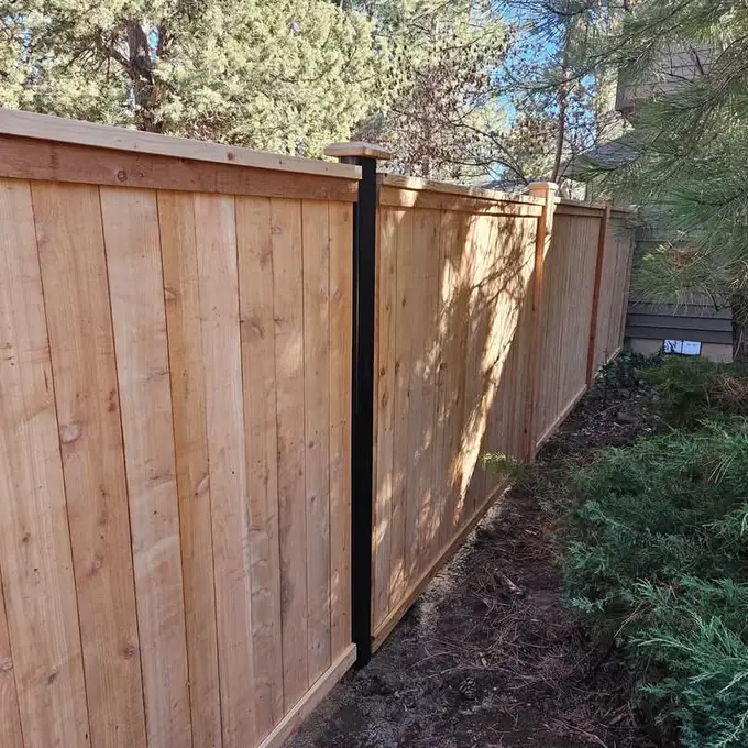 Natural wood along garden
