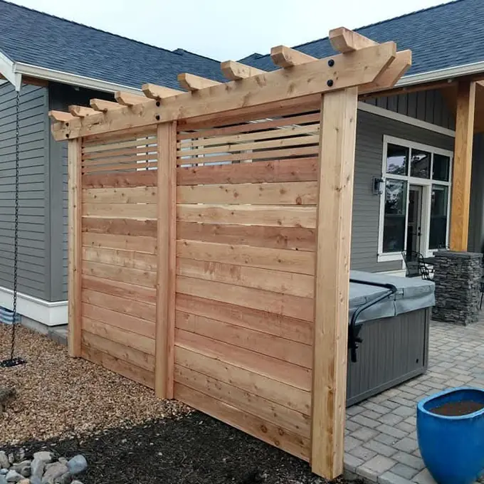 Wood-framed privacy screen